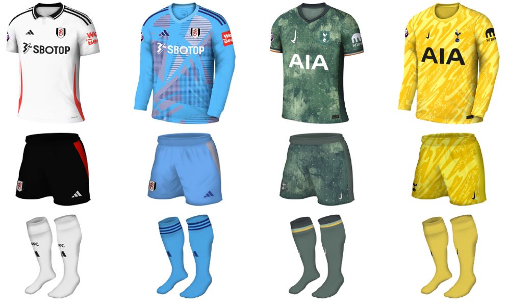 Fulham v Tottenham Hotspur kits Fulham v Tottenham Hotspur kits