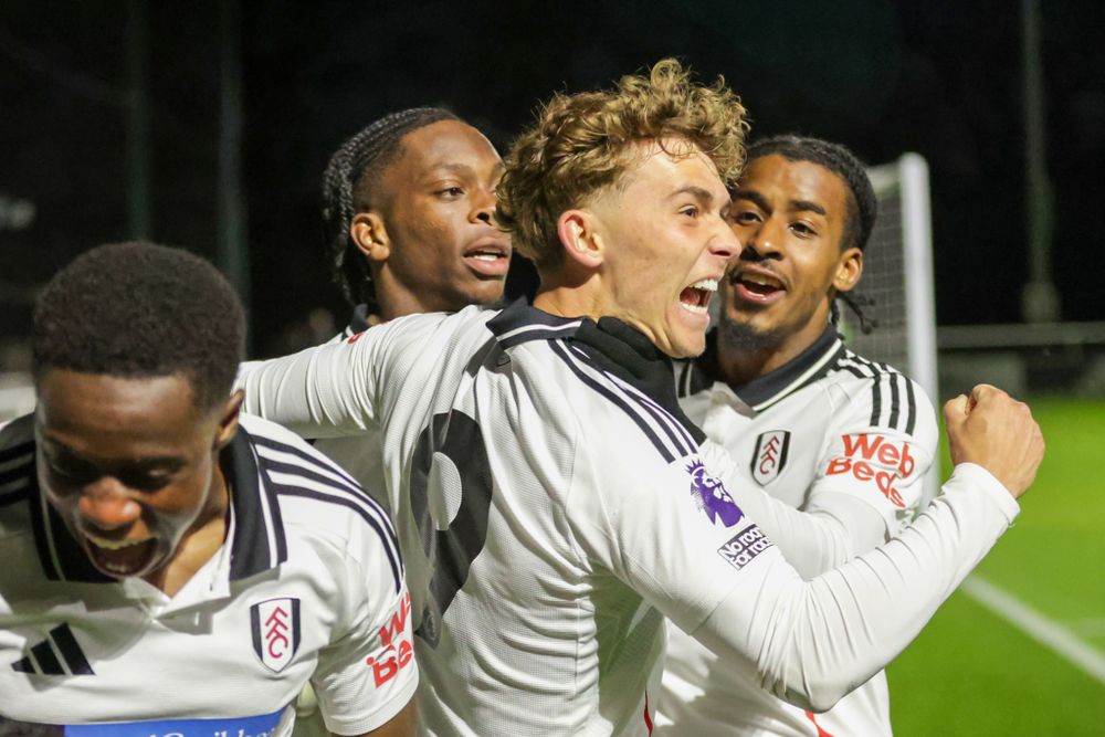 Callum Osmand celebrates scoring for Fulham Under-21s v Manchester City Under-21s Callum Osmand celebrates scoring for Fulham Under-21s v Manchester City Under-21s