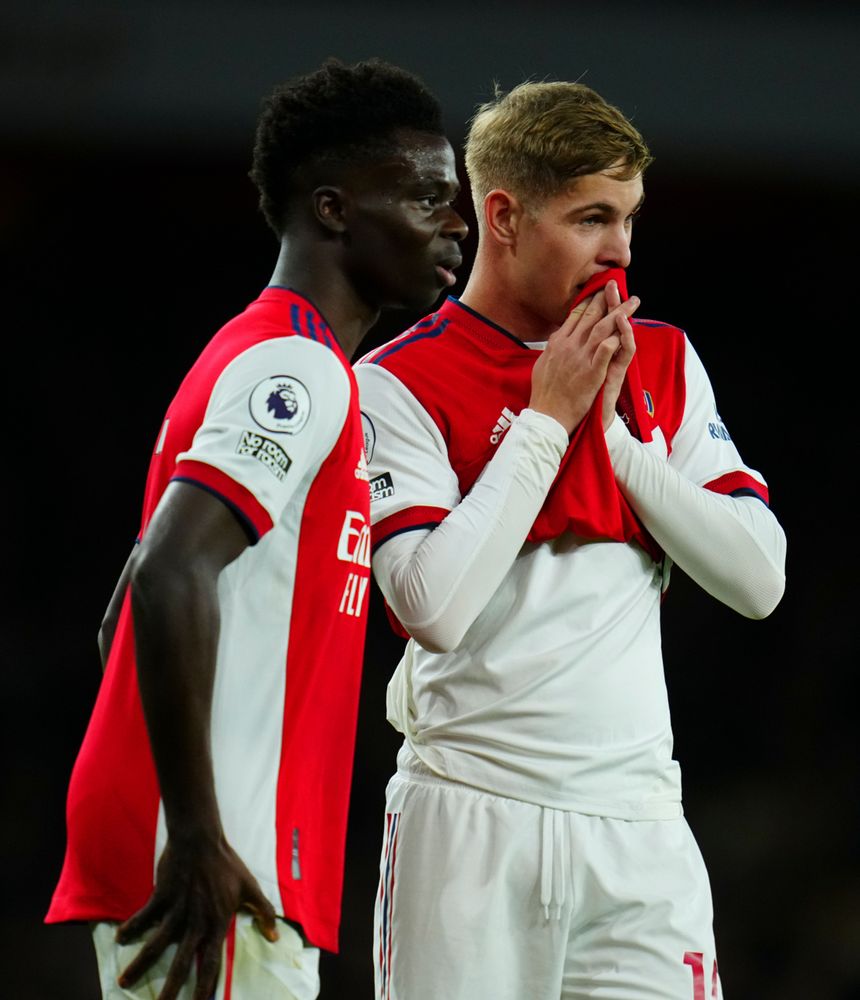 Emile Smith Rowe in his Arsenal days with Bukayo Saka Emile Smith Rowe in his Arsenal days with Bukayo Saka