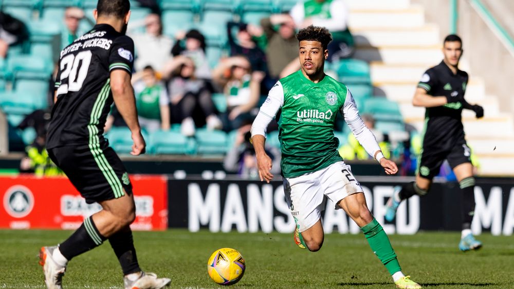 Sylvester Jasper in action for Hibernian against Celtic Sylvester Jasper in action for Hibernian against Celtic