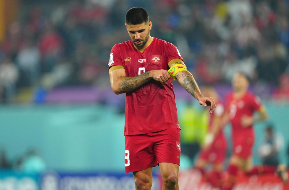 Aleksandar Mitrović reacts to Serbia's World Cup exit