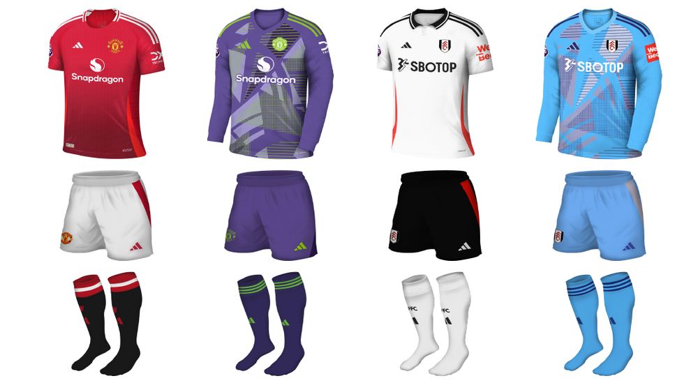 Man Utd & Fulham kits