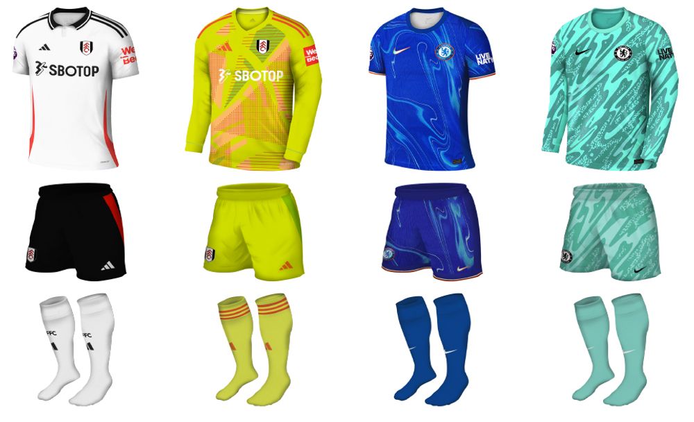 Fulham v Chelsea kits Fulham v Chelsea kits