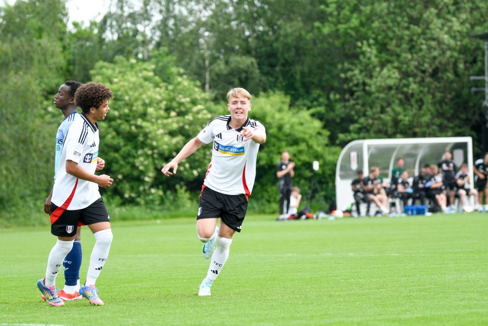 Brodie Dair celebrates scoring against Arsenal Under-18s Brodie Dair celebrates scoring against Arsenal Under-18s