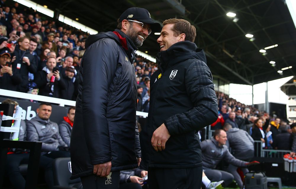 Scott Parker and Jurgen Klopp chat ahead of kick-off Scott Parker and Jurgen Klopp chat ahead of kick-off