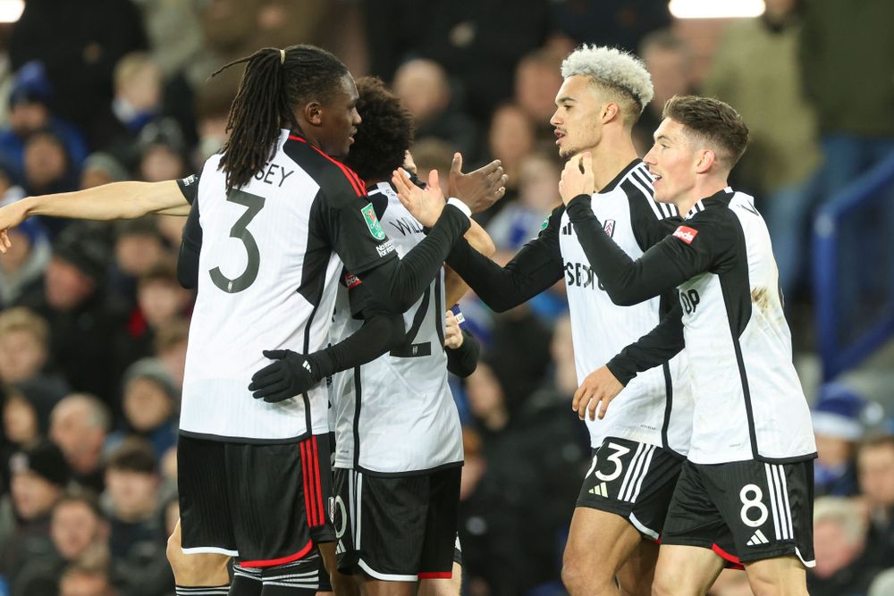 Fulham celebrate the opening goal Fulham celebrate the opening goal