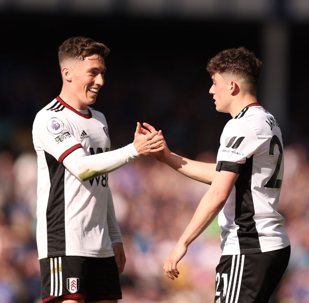 Harry Wilson celebrates with Dan James