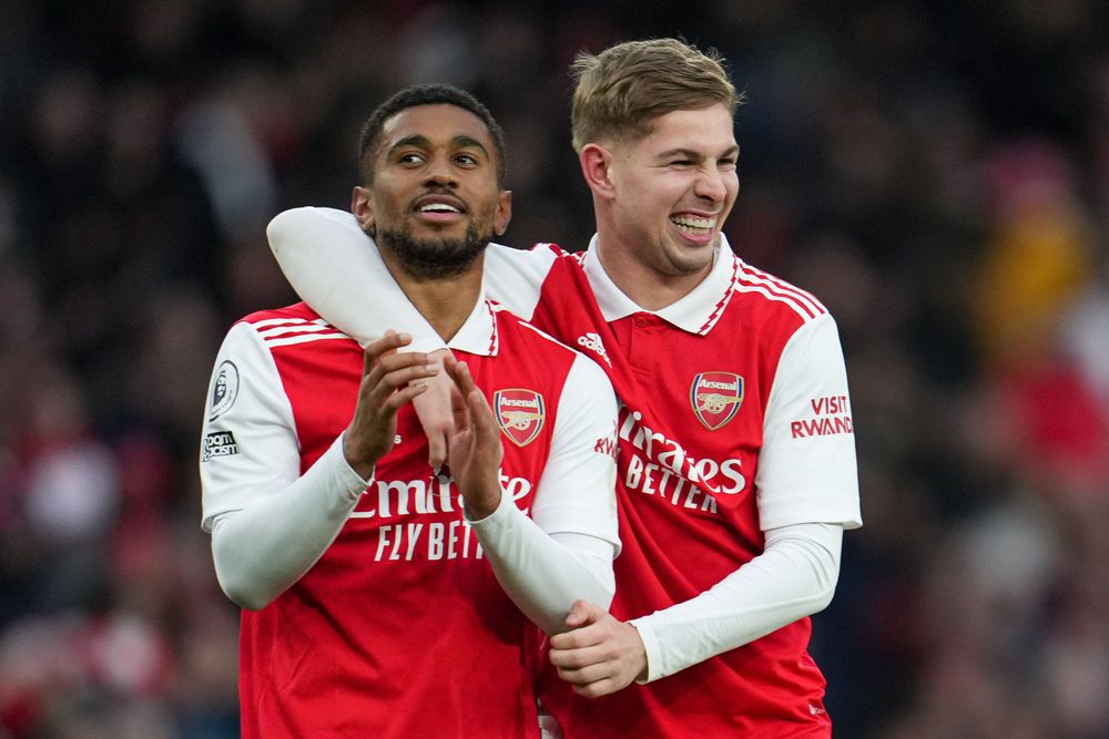Reiss Nelson celebrates his winner against Bournemouth with Emile Smith Rowe Reiss Nelson celebrates his winner against Bournemouth with Emile Smith Rowe