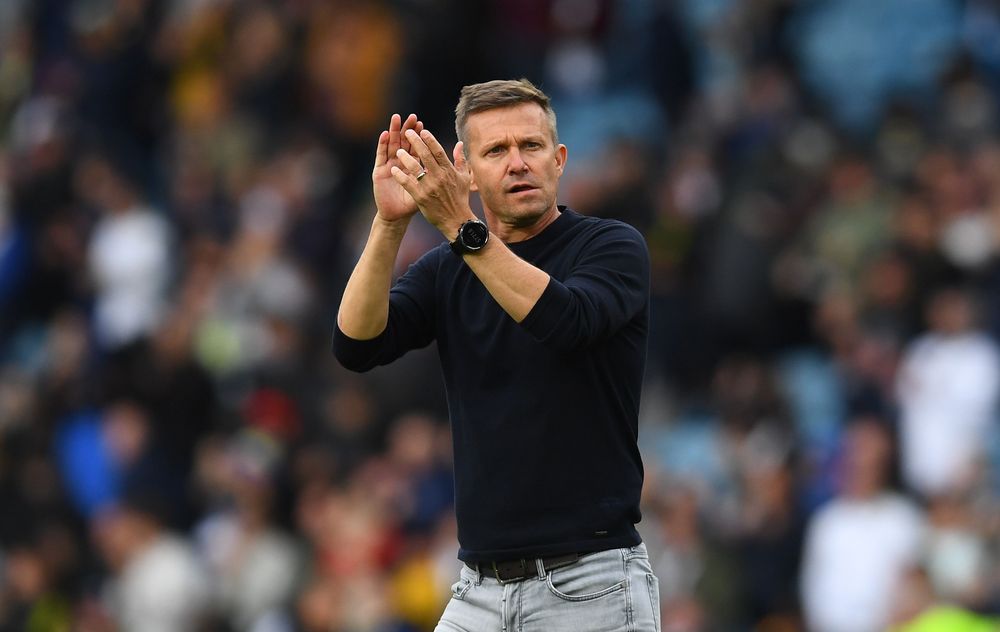 Jesse Marsch applauds the Leeds fans Jesse Marsch applauds the Leeds fans