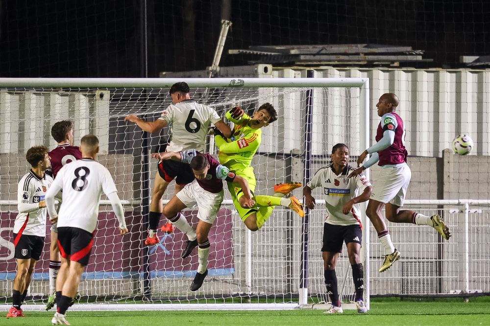 Alex Borto punches the ball clear during Fulham U21s' game with West Ham United U21s Alex Borto punches the ball clear during Fulham U21s' game with West Ham United U21s