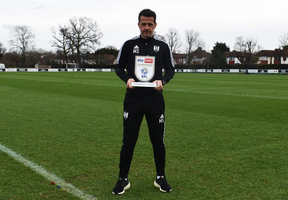 Marco Silva with his Manager of the Month trophy