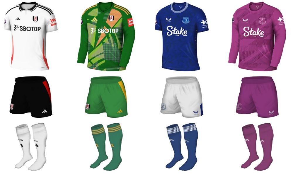 Fulham v Everton kits Fulham v Everton kits