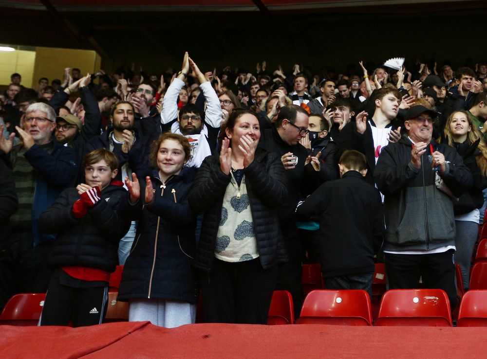 Fulham fans celebrate last season's 4-0 win at the City Ground