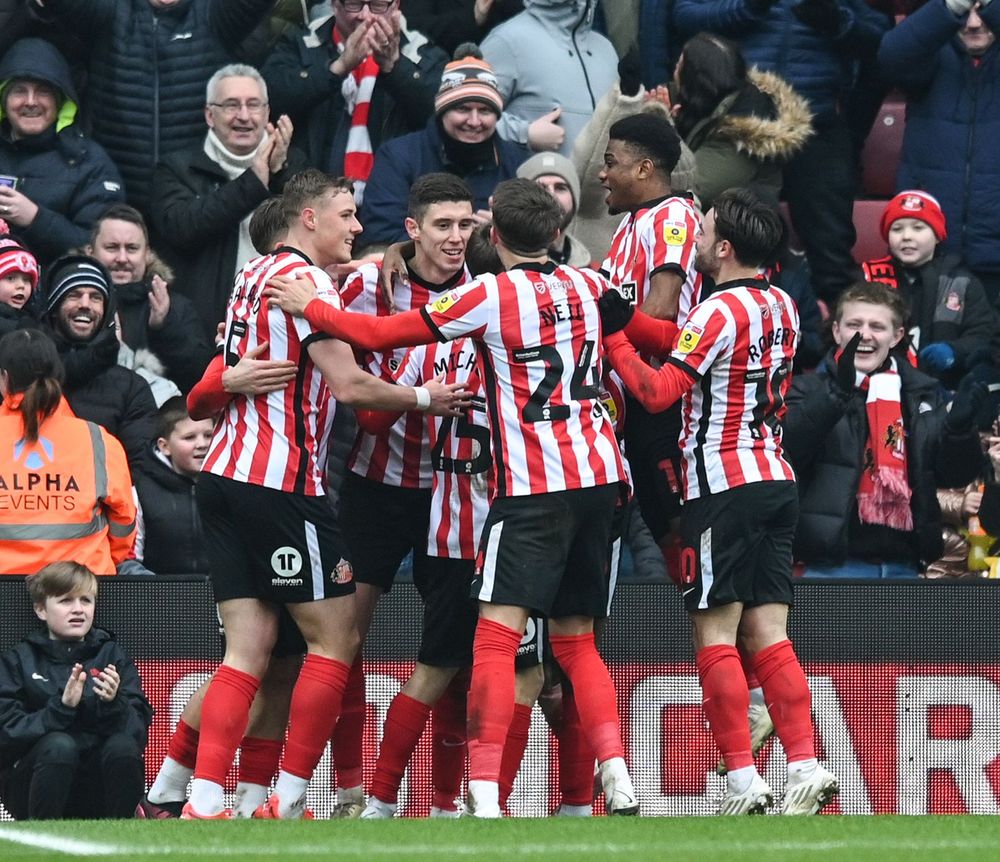 Sunderland's players celebrate during their victory over Middlesbrough