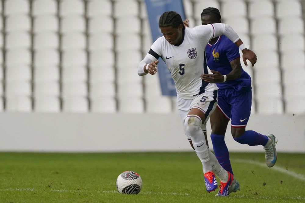 Samuel Amissah on the ball for England Under-18s Samuel Amissah on the ball for England Under-18s