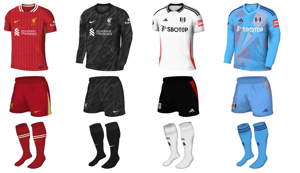 Liverpool x Fulham kits Liverpool x Fulham kits