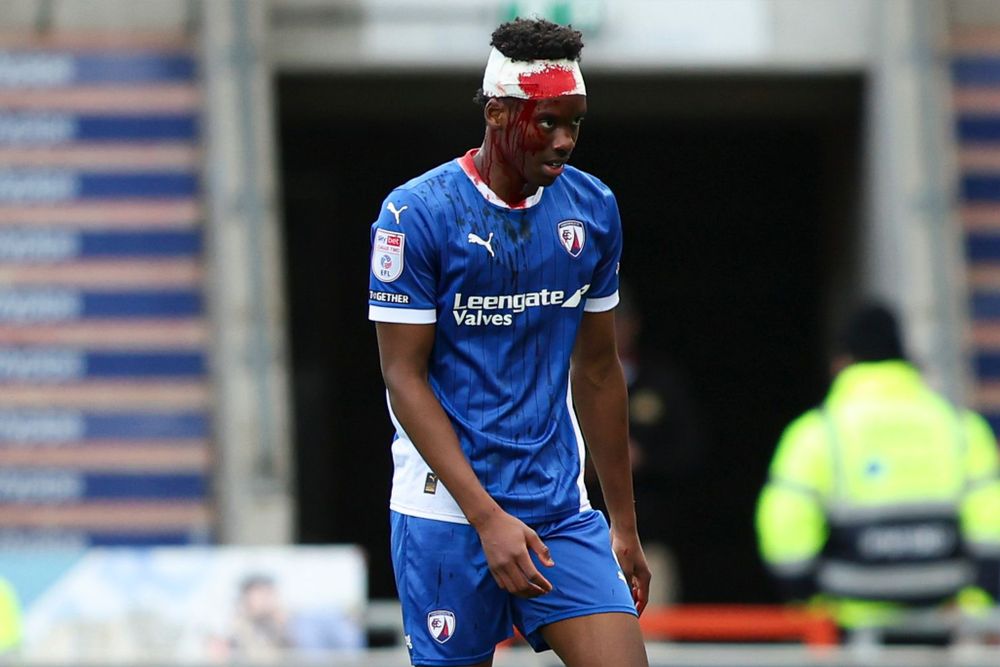 Harvey Araujo walks off the pitch for Chesterfield against Doncaster Rovers