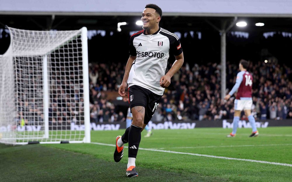 Rodrigo Muniz celebrates scoring against Aston Villa