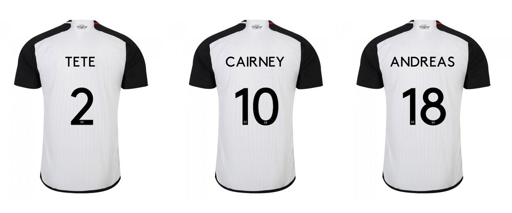 Fulham's Bespoke Name and Number Font for the 2023/24 Season Fulham's Bespoke Name and Number Font for the 2023/24 Season