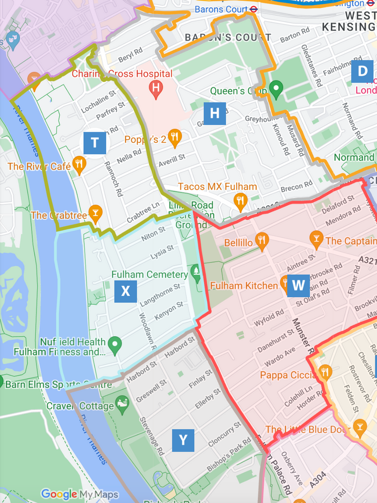Parking restriction zones in Hammersmith & Fulham Parking restriction zones in Hammersmith & Fulham