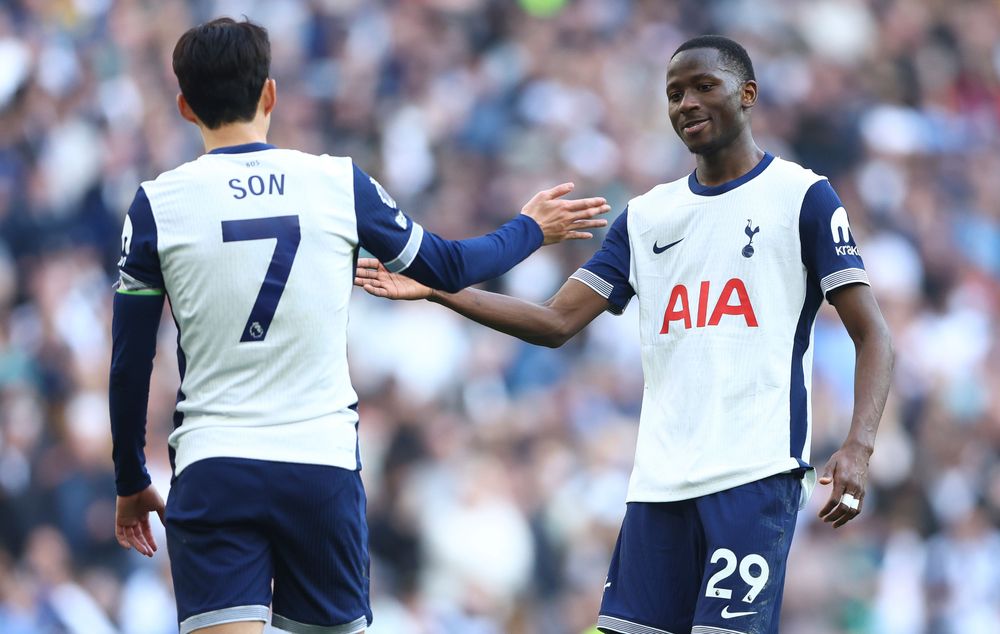 Spurs' goal scorers Heung-min Son and Pape Matar Sarr celebrate against Bournemouth Spurs' goal scorers Heung-min Son and Pape Matar Sarr celebrate against Bournemouth