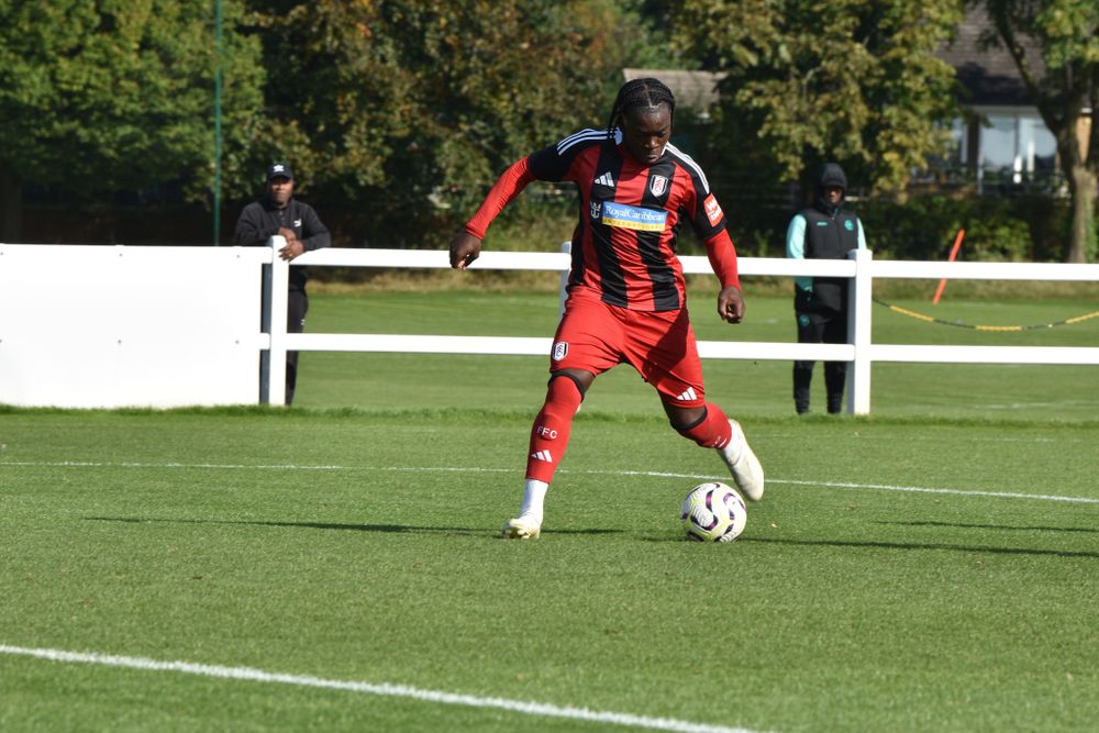 Macaulay Zepa takes a shot at goal for Fulham U18s Macaulay Zepa takes a shot at goal for Fulham U18s