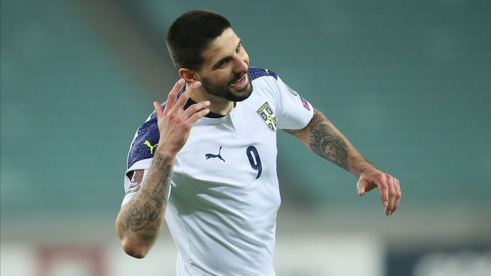 Aleksandar Mitrović celebrates scoring for Serbia against Azerbaijan (Credit: Serbia FA) Aleksandar Mitrović celebrates scoring for Serbia against Azerbaijan (Credit: Serbia FA)