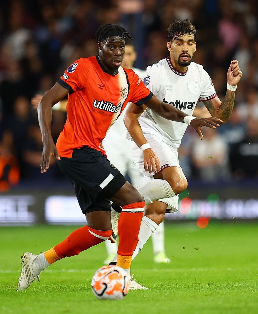 Elijah Adebayo in action for Luton against West Ham Elijah Adebayo in action for Luton against West Ham