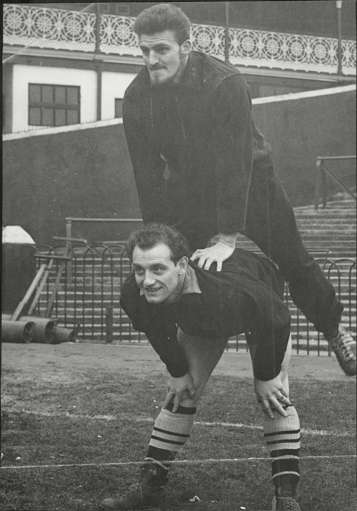 Tosh Chamberlain and Jimmy Hill warm up Tosh Chamberlain and Jimmy Hill warm up