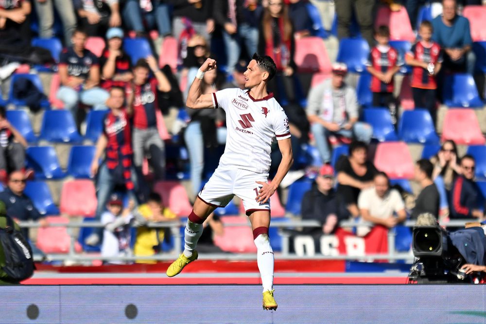 Saša Lukić celebrates scoring for Torino