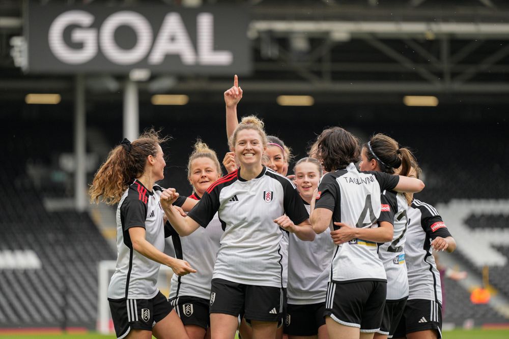 Ellie Olds celebrates Fulham's third Ellie Olds celebrates Fulham's third