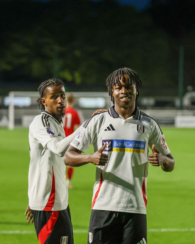 Chibby Nwoko celebrates after scoring for Fulham Under-21s against Nottingham Forest Under-21s Chibby Nwoko celebrates after scoring for Fulham Under-21s against Nottingham Forest Under-21s