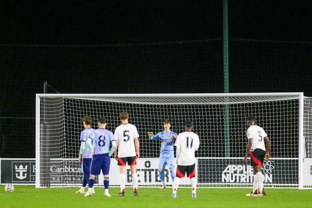 Dino Kaiser gets ready to save Max Dowman's penalty Dino Kaiser gets ready to save Max Dowman's penalty