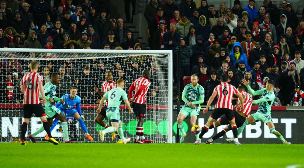 Ethan Pinnock's strike goes in off Tim Ream