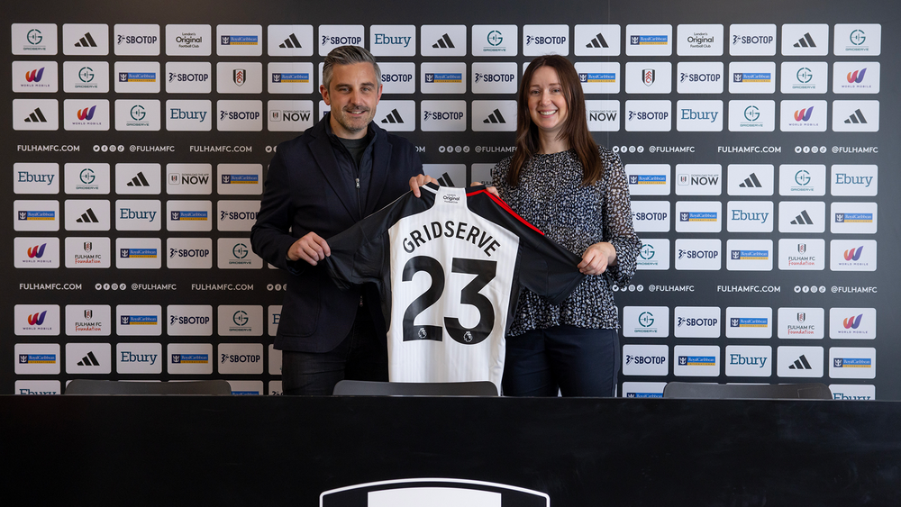 Rob Buckland of GRIDSERVE and Amy O'Brien of Fulham FC Rob Buckland of GRIDSERVE and Amy O'Brien of Fulham FC