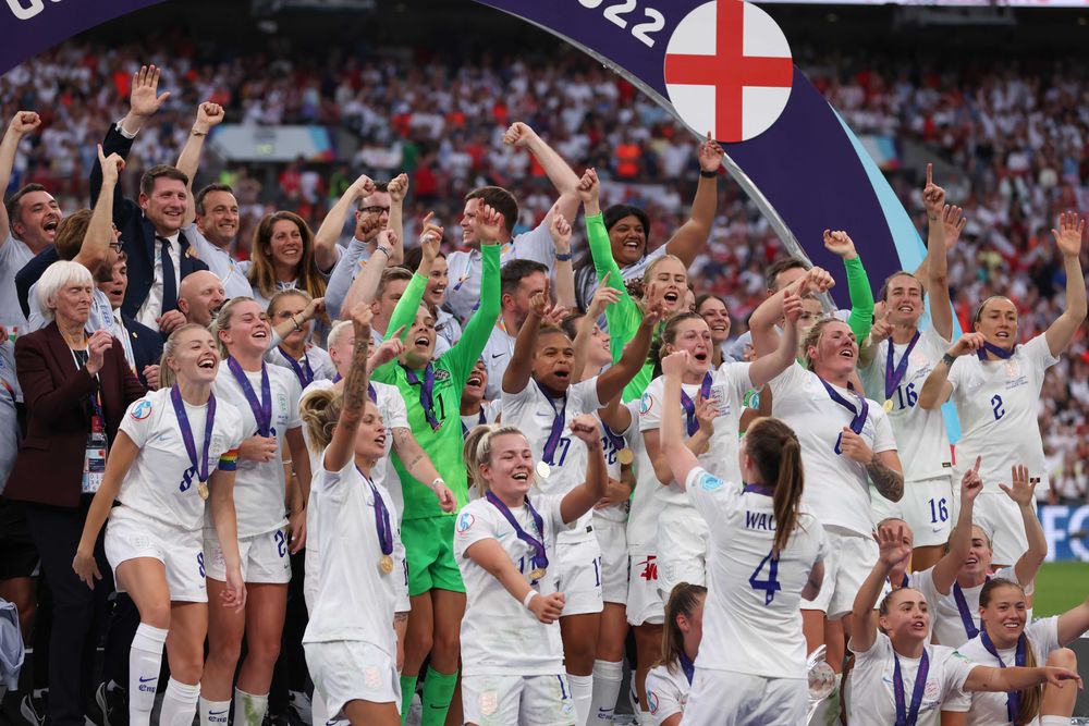 The Lionesses celebrate winning the European Championship