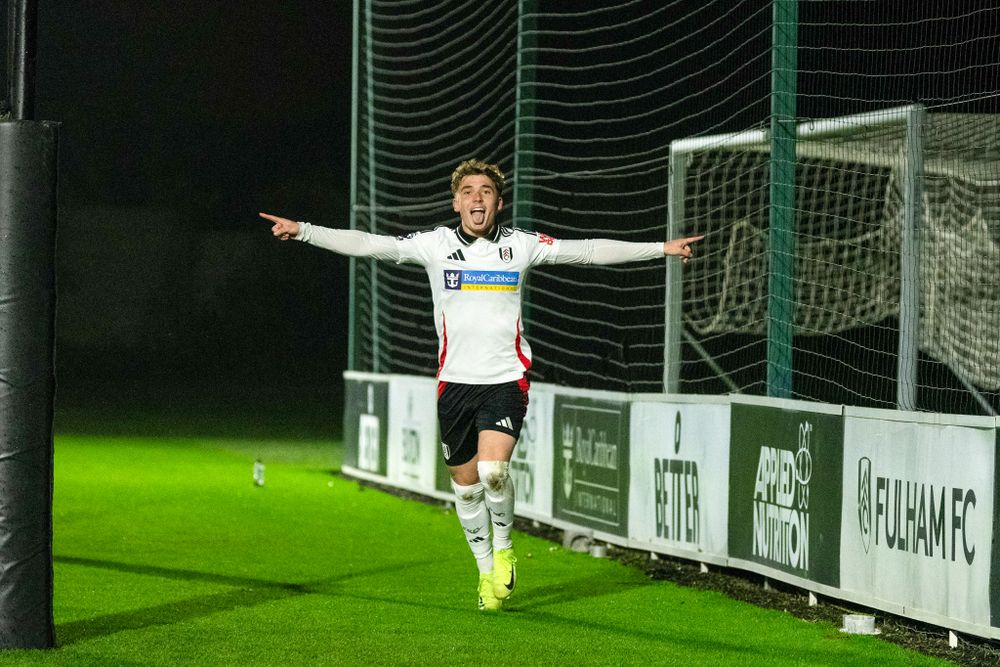 Callum Osmand celebrates for Fulham U21s against Derby County Callum Osmand celebrates for Fulham U21s against Derby County