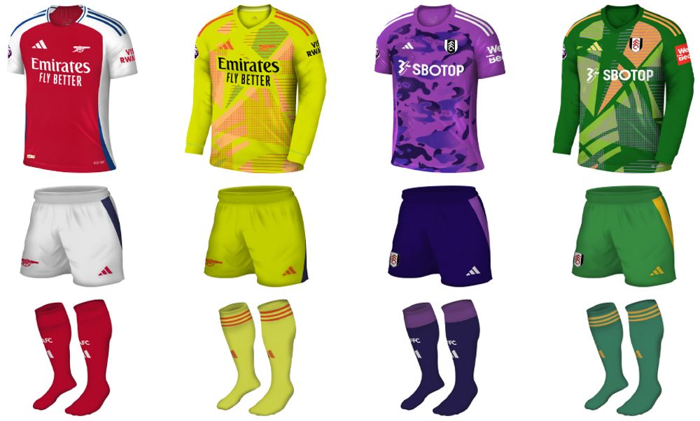 Arsenal x Fulham kits