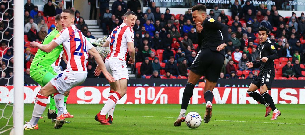 Fabio Carvalho scores Fulham's second goal against Stoke Fabio Carvalho scores Fulham's second goal against Stoke