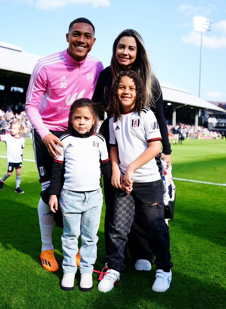 Carlos Vinicius with his family following Fulham's final home game of the season