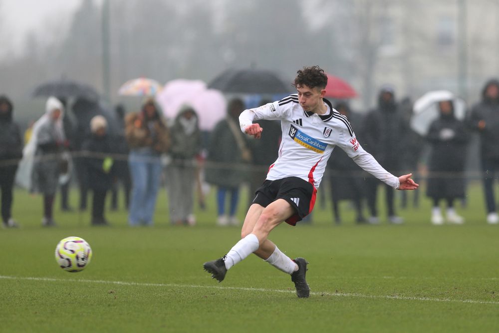 Tom Wingate takes aim for Fulham U18s against Norwich U18s Tom Wingate takes aim for Fulham U18s against Norwich U18s