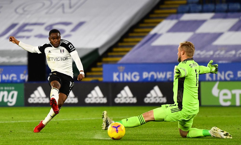 Ademola Lookman calmly slots it past Kasper Schmeichel to give Fulham the advantage. Ademola Lookman calmly slots it past Kasper Schmeichel to give Fulham the advantage.