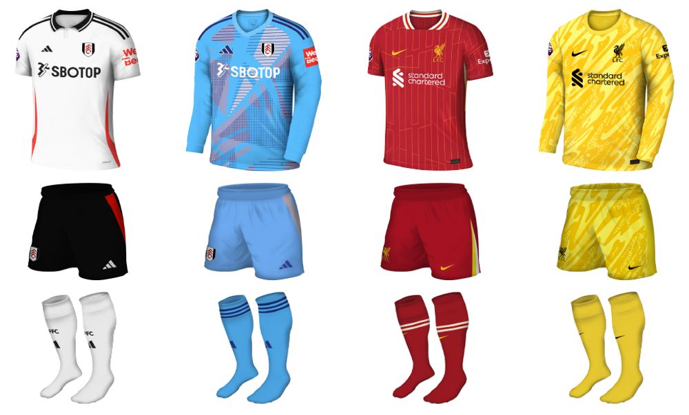 Fulham x Liverpool kits
