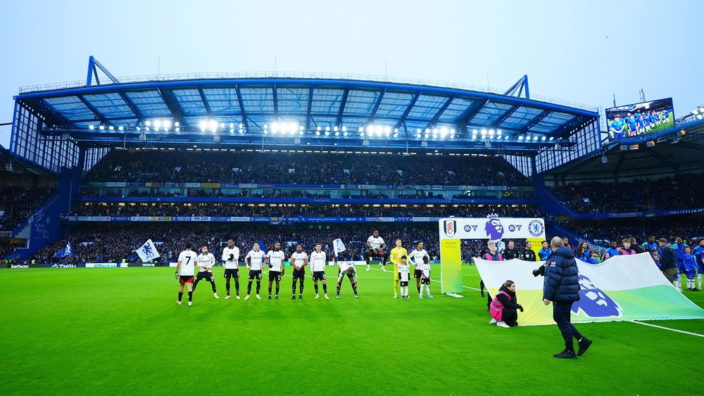 The teams walk out at Stamford Bridge