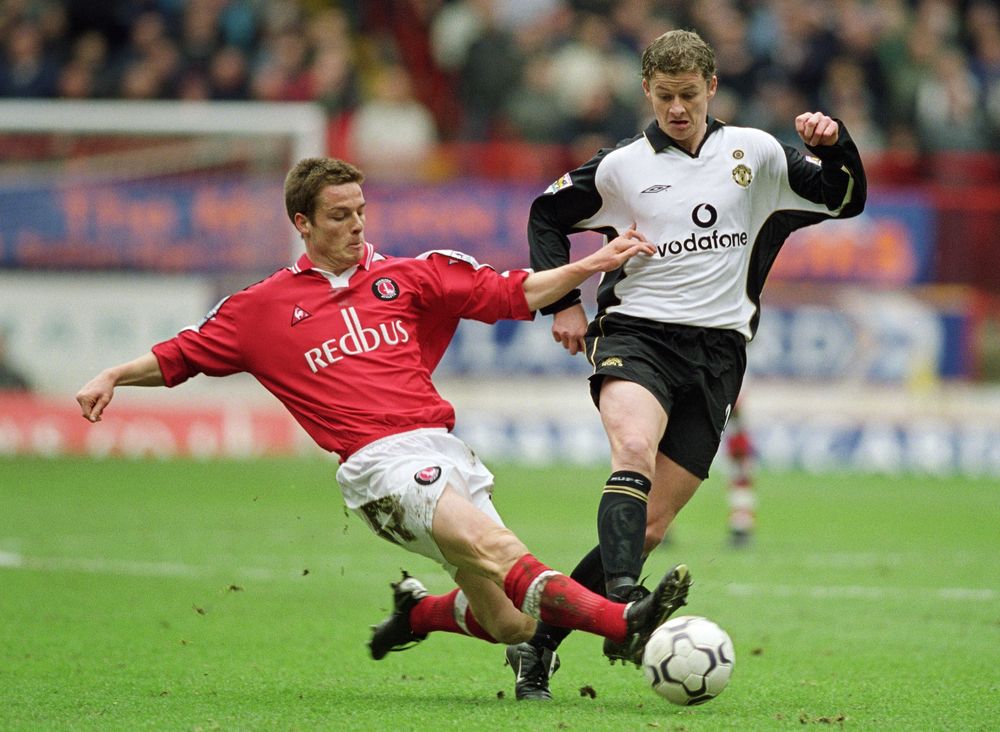 Charlton's Scott Parker tackles Manchester United striker Ole Gunnar Solskjaer Charlton's Scott Parker tackles Manchester United striker Ole Gunnar Solskjaer