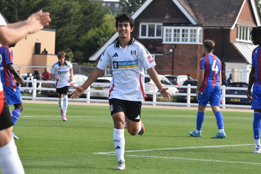 Ruban Khan celebrates scoring for Fulham U18s against Crystal Palace Ruban Khan celebrates scoring for Fulham U18s against Crystal Palace