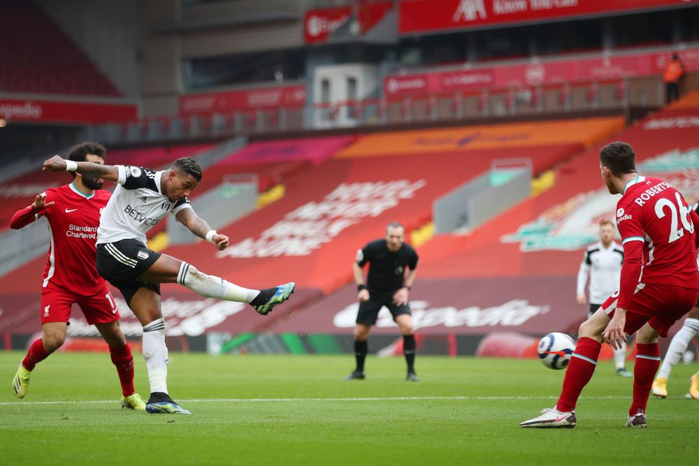 Mario Lemina slots past Alisson to give Fulham the advantage. Mario Lemina slots past Alisson to give Fulham the advantage.