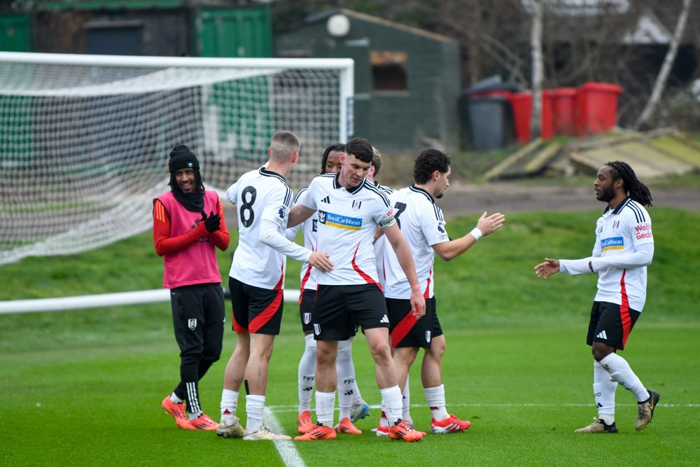 Fulham U21s celebrate Kristian Šekularac's goal against Arsenal