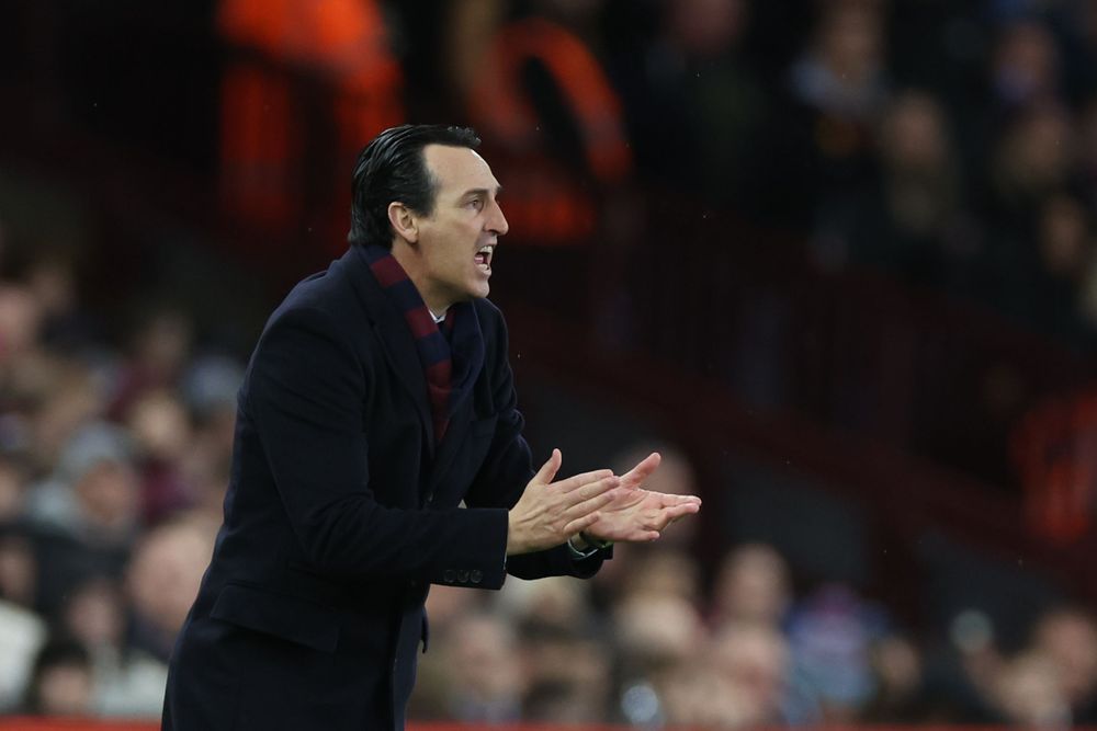 Unai Emery during Aston Villa's defeat by Manchester United Unai Emery during Aston Villa's defeat by Manchester United