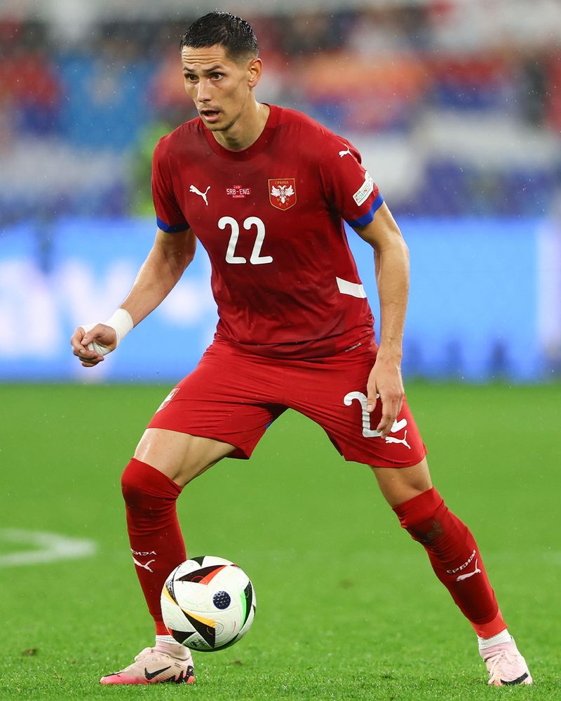 Fulham midfielder Saša Lukić in action for Serbia against England at Euro 2024 Fulham midfielder Saša Lukić in action for Serbia against England at Euro 2024